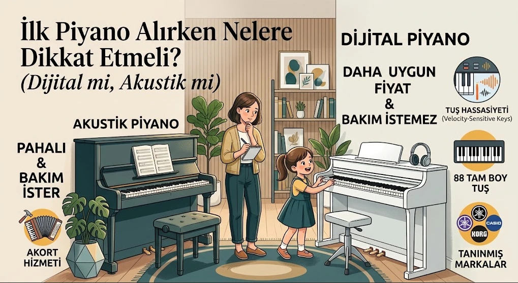 İlk Piyano Alırken Nelere Dikkat Etmeli? (Dijital mi, Akustik mi)